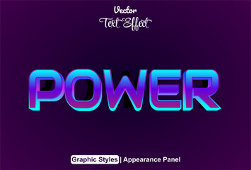 power text effect with blue graphic style and editable.