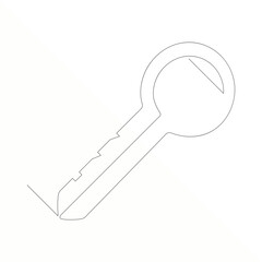 Continuous single line art of key, House Key simple line drawing vector design