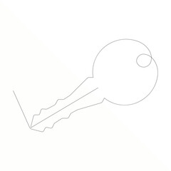 Continuous single line art of key, House Key simple line drawing vector design