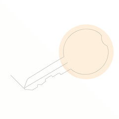 Continuous single line art of key, House Key simple line drawing vector design