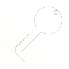 Continuous single line art of key, House Key simple line drawing vector design