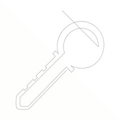 Continuous single line art of key, House Key simple line drawing vector design