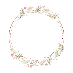 Vector round Christmas frame with red berries decoration