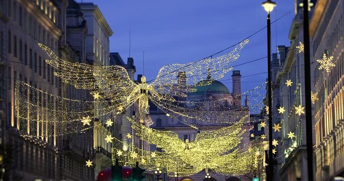 Beautiful Christmas decorations in central London streets for the festive season