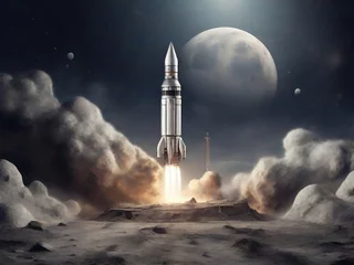 Fotobehang Rocket landing on moon © SAROUR