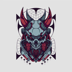 Scary Demon With Red Double Horn