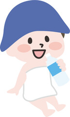 サウナ後に水分補給をする人物 