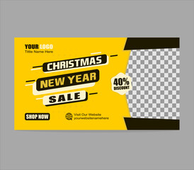 fashion sale landing page web banner design template with happy new year and merry Christmas themes