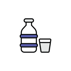 Water Bottle icon design with white background stock illustration