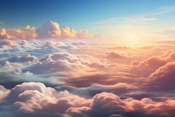 Clouds in the sky with sunlight ai generated art. 