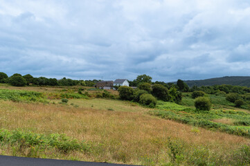 countryside landscape with cloudy sky