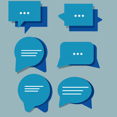 six Set of Chat Message Bubbles Vector Icon. Communication icons. Talk bubble, dialog. Web icon set. Online communication. Conversation, SMS, Notification, Group Chat. Chatting icons in different