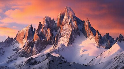 A ravine is reflected by the mountain range during a multicolored sunset.