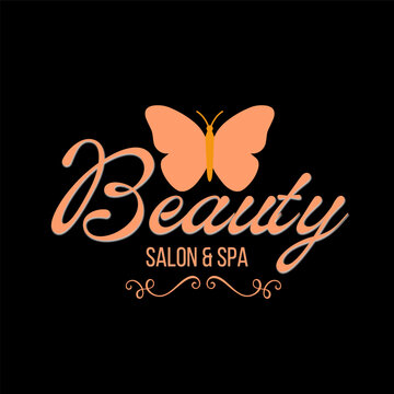Beauty salon and spa logo or Business card design, Butterfly with Aesthetic typography art