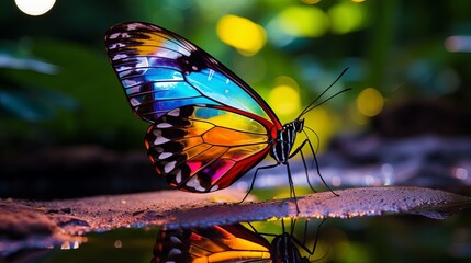 The wings of multicolored butterflies are both fragile and beautiful in nature.