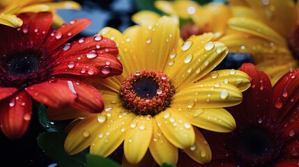 A close-up of flower petals that are both wet and vibrant.