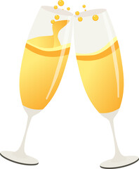 Golden champagne for holiday celebration.