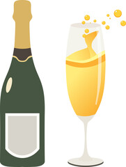 Golden champagne for holiday celebration.