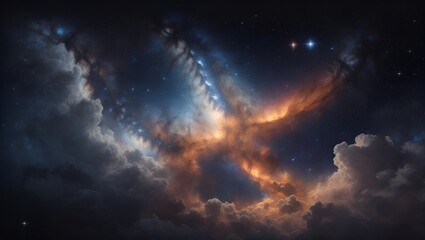 Cosmic Tapestry: Abstract Starscapes Adorning the Infinite Night in the Celestial Landscape Background