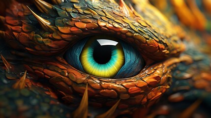 A cute little dragon's eyes are shown close-up, showing its magical powers and abilities.