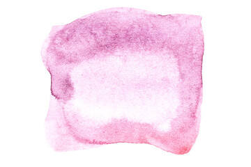 Abstract liquid art background. Pink watercolor translucent blots on white paper