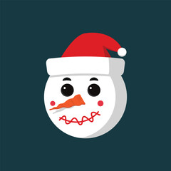 Christmas vector: Cute snowman illustration wearing a red Santa hat. Great for Christmas mascots, t-shirt printing, children's books and more.