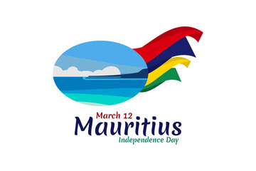 March 12, Independence Day of Mauritius vector illustration. Suitable for greeting card, poster and banner.
