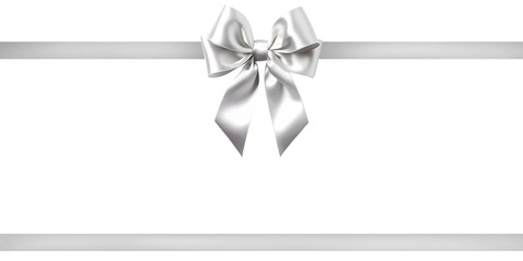 The silver ribbon bow on a transparent background