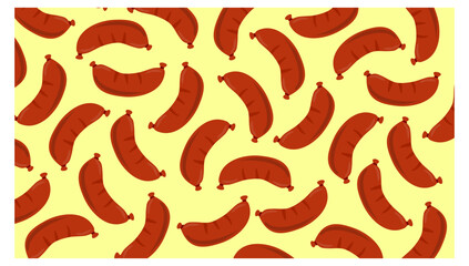 Seamless pattern with sausages wallpaper, card, food, dish, banner, background