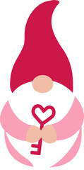 Cute Valentine Gnome flat icon.Cute Valentine's Day Gnome flat icon.