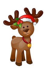 merry christmas and happy new year gift santa deer flowers red green yellow celebrate festival icon vector festive year