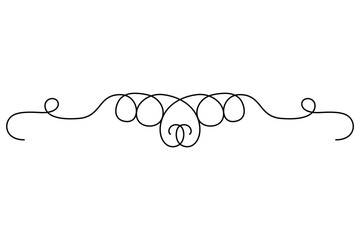 Flourish calligraphic design element. Page decoration symbol to embellish your layout. Linear of vintage swirl