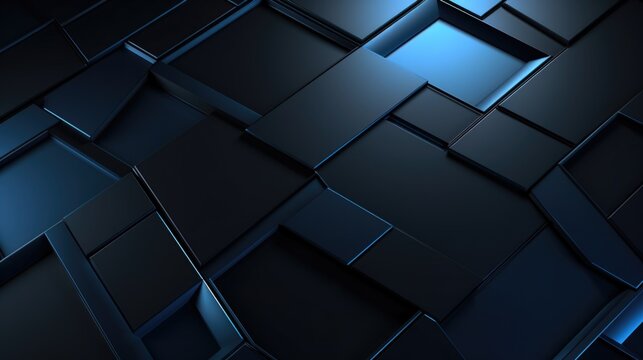 Black and blue abstract design background with geometric shapes