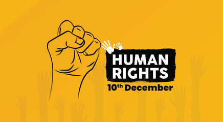 10 December, Human Rights Day, barbed wire with hands concept, suitable design for banner, poster, vector illustration
 - obrazy, fototapety, plakaty