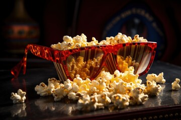 popcorn and 3-d glasses 