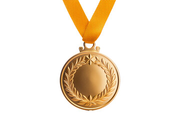 Gilded Accolade Medal Isolated on Transparent Background. Ai