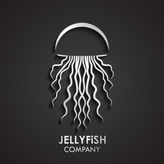 3d silver linear jellyfish metal logo design
