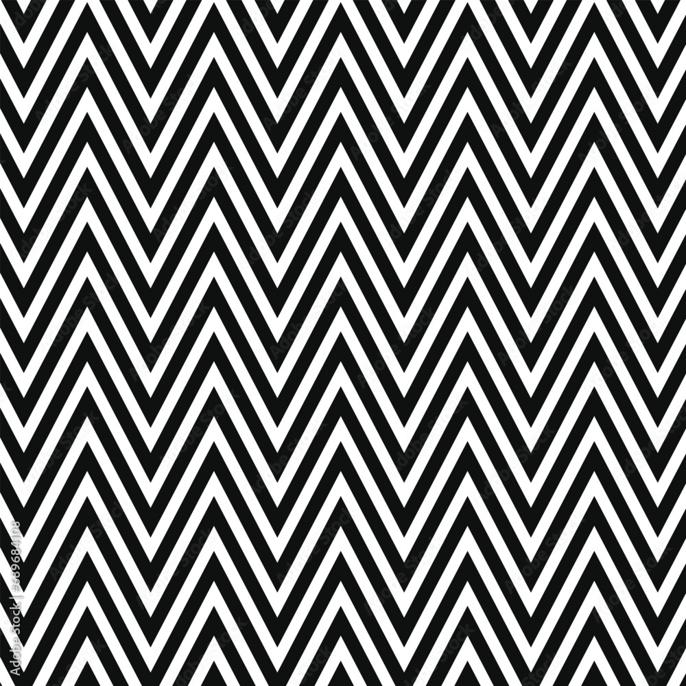 Wall mural Chevron pattern black and white vector illustration background. Black and white zigzag design. - Wall murals