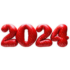 2024 3D numbers with inflated effect. Inflated New Year 2024 numbers with funny New Year pattern. 3D rendered numbers.