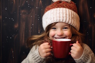 girl giggling with hot chocolate mustache