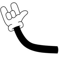 cartoon hand in glove doodle retro groovy vintage comic style Cute illustration character body parts Gesture hand