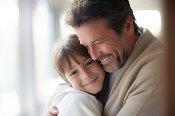 Fototapeta premium Happy family father and daughter enjoying communication and radiating joy and love.