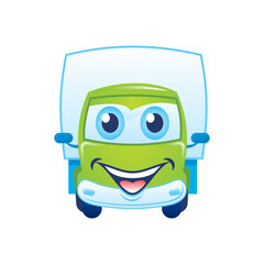 Illustration of a commercial truck with driver on white background.

