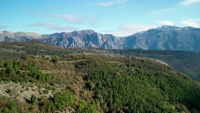 Drone view of the green Montenegro mountains