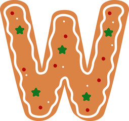 Gingerbread Cookies Christmas Party Font Alphabet W