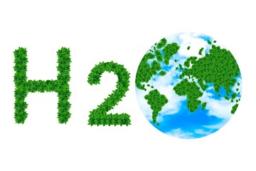 Illustration, symbol of water and green leaves