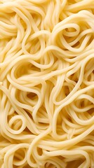 Close-up details of the perfectly cooked noodles in a bowl of ramen, capturing their texture against a simple white background, background image, generative AI