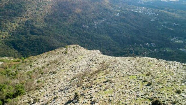 Drone view of the green Montenegro mountains
