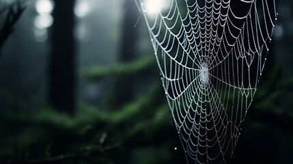 The forest is home to a spooky spider spinning its web.