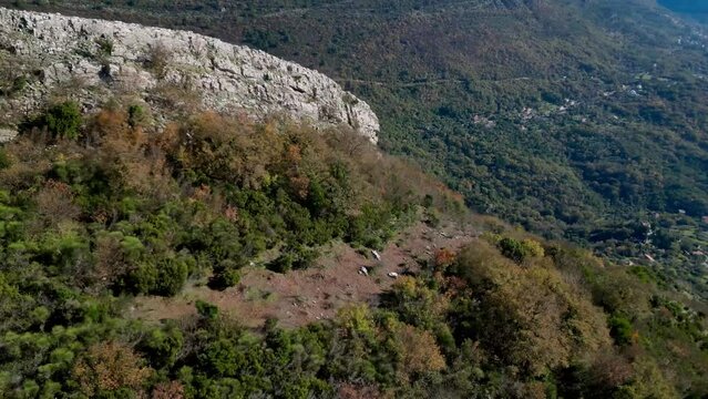 Drone view of the green Montenegro mountains
